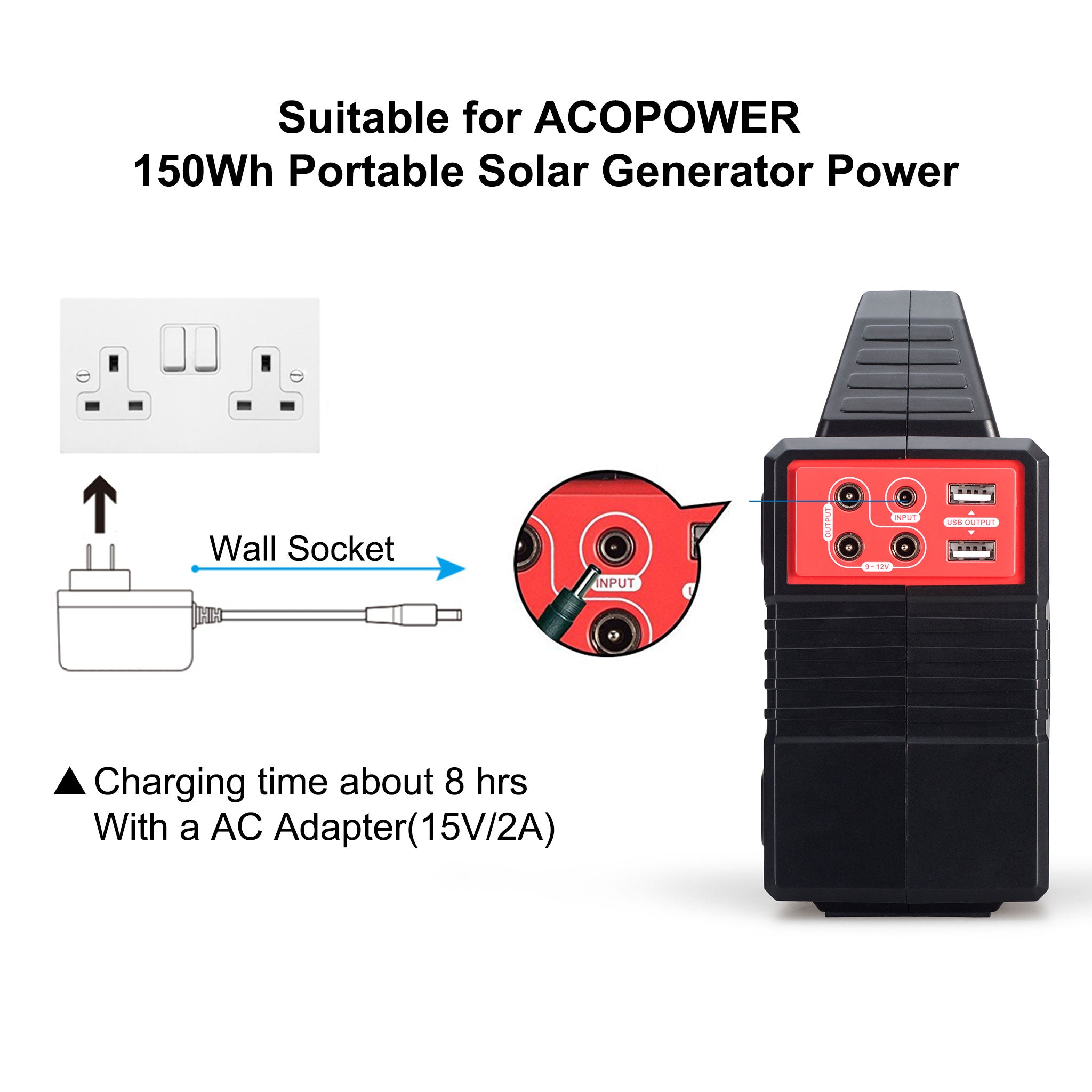 AC Charge Adapter for 150wh Solar Generaor