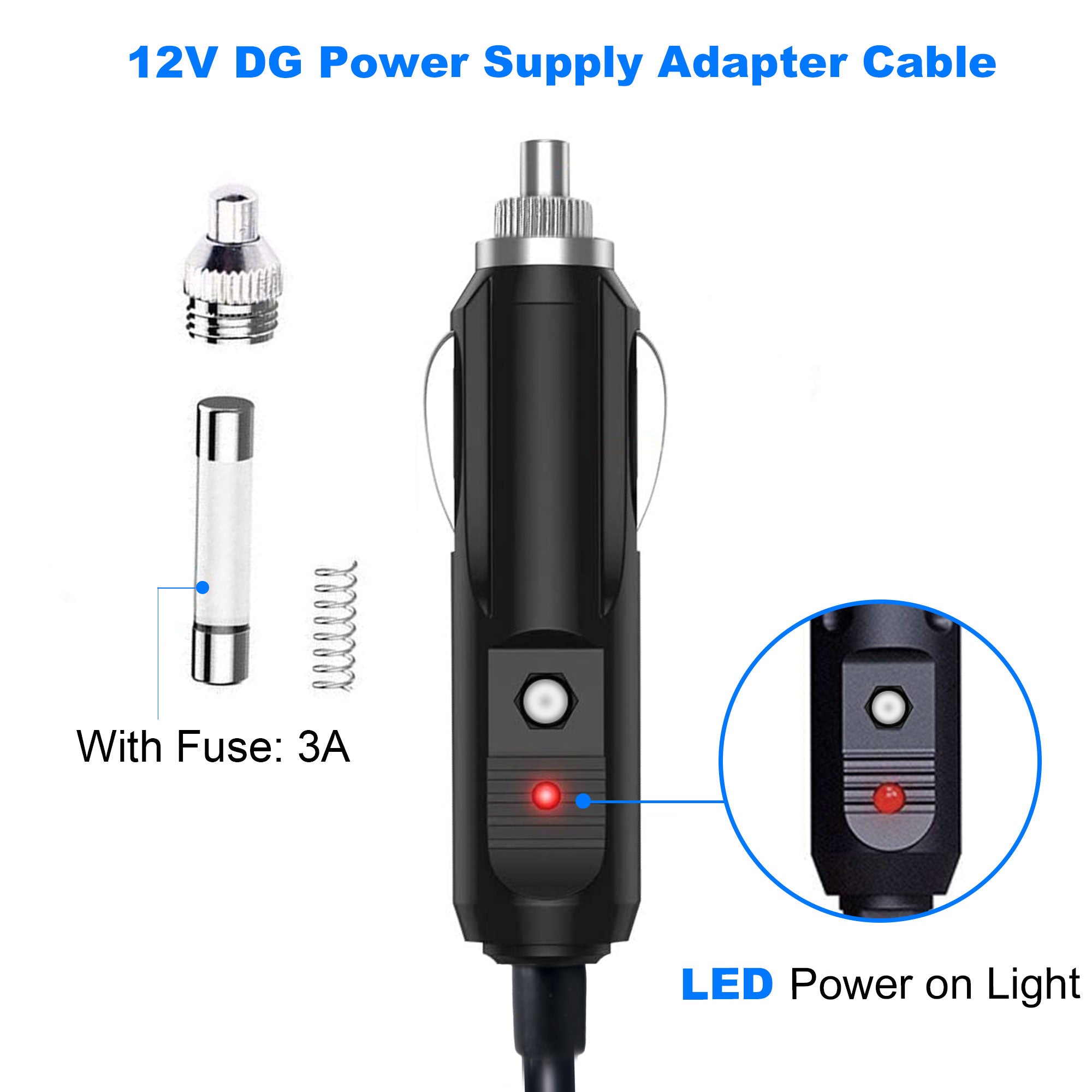 ACOPOWER DC12V/24V Auto-Zigarettenanzünder auf DC5,5 x 2,1 mm Stecker-Adapter