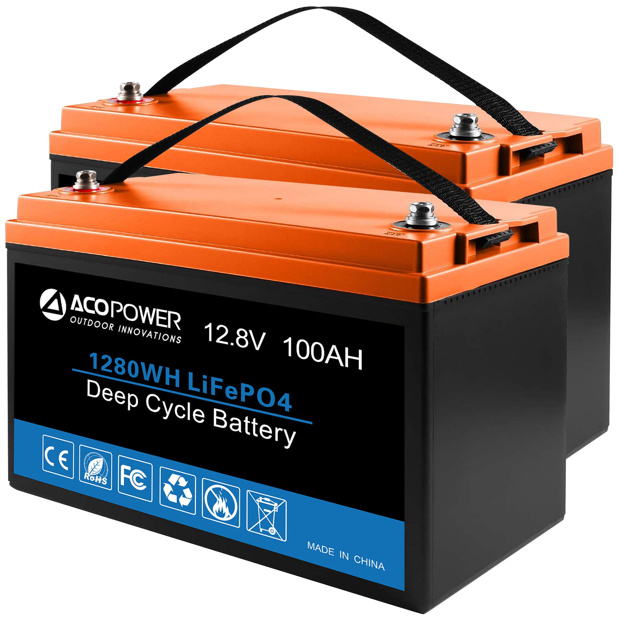 ACOPOWER Lithium-Batterie-Mono-Solarstrom-Komplettsystem mit Batterie und Wechselrichter für Wohnmobil-Boote, 12-V-Off-Grid-Kit