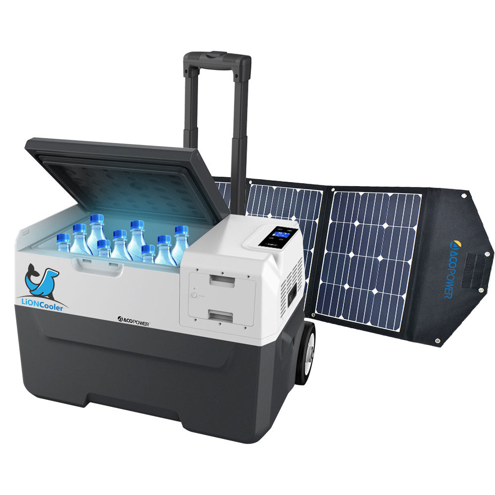 LiONCooler Combo, X30A tragbarer Solar-Kühl-/Gefrierschrank (32 Quarts) und 90-W-Solarpanel