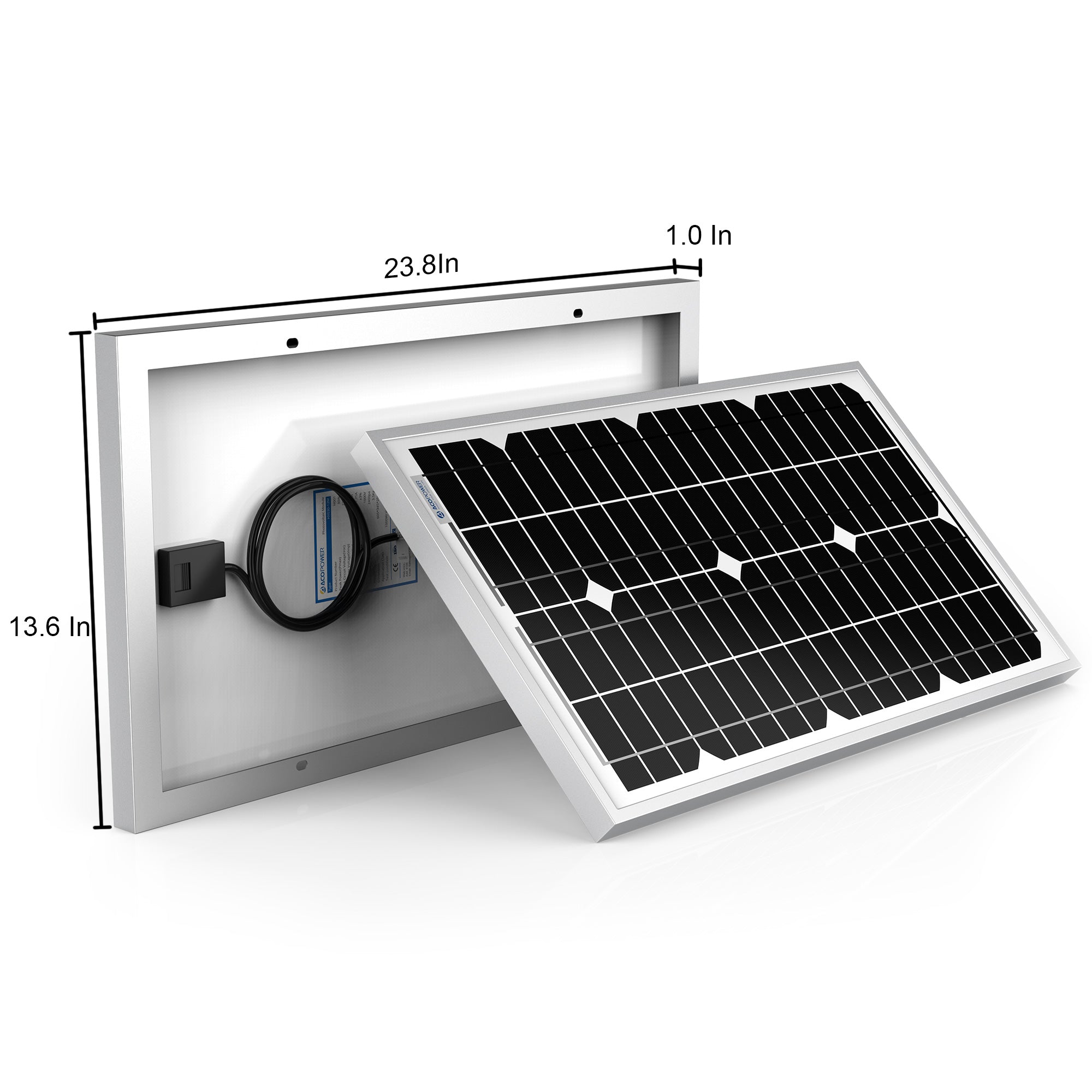 ACOPower 30W Mono-Solarpanel zum Laden von 12-Volt-Batterien