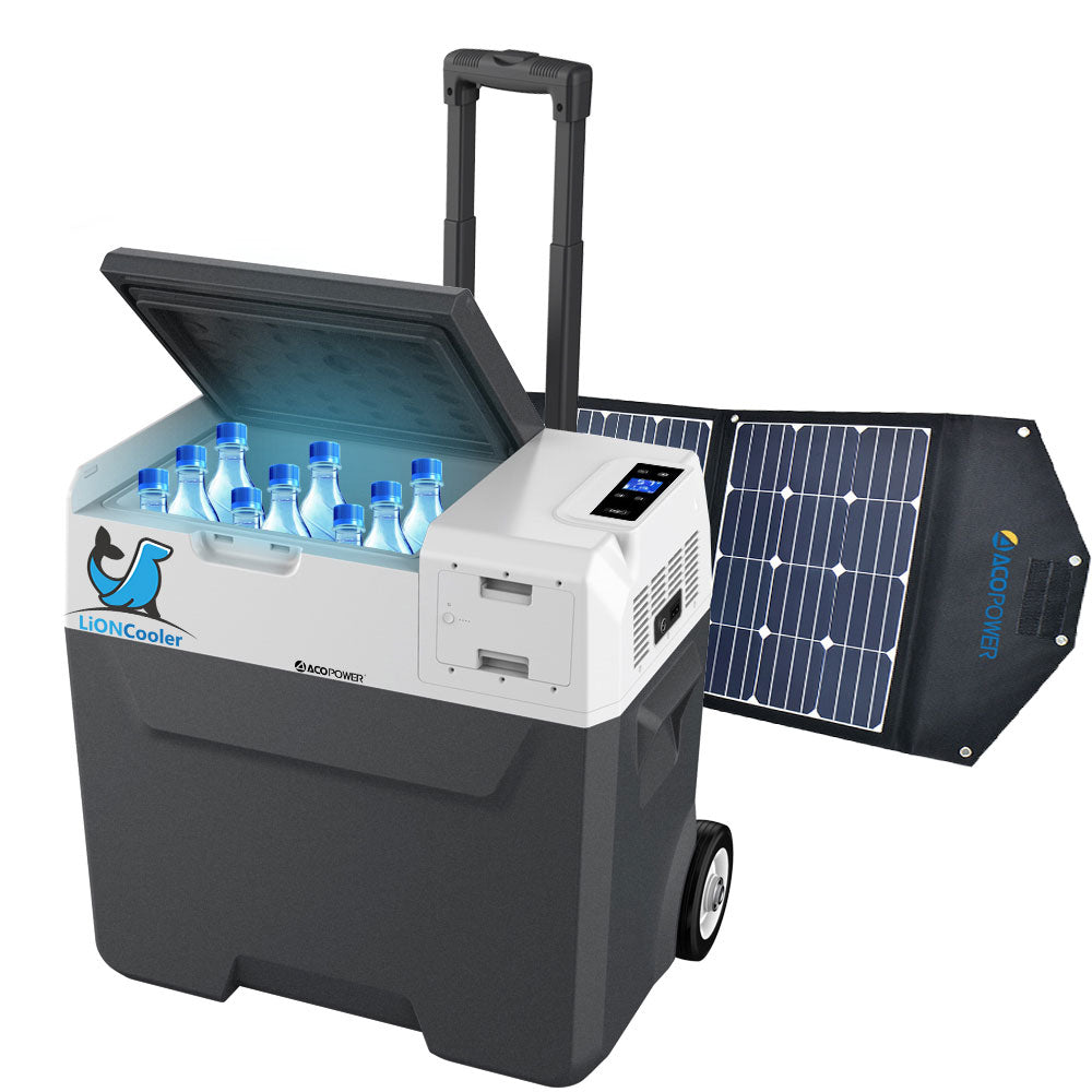 LiONCooler Combo, X50A tragbarer Solar-Kühl-/Gefrierschrank (52 Quarts) und 90-W-Solarpanel