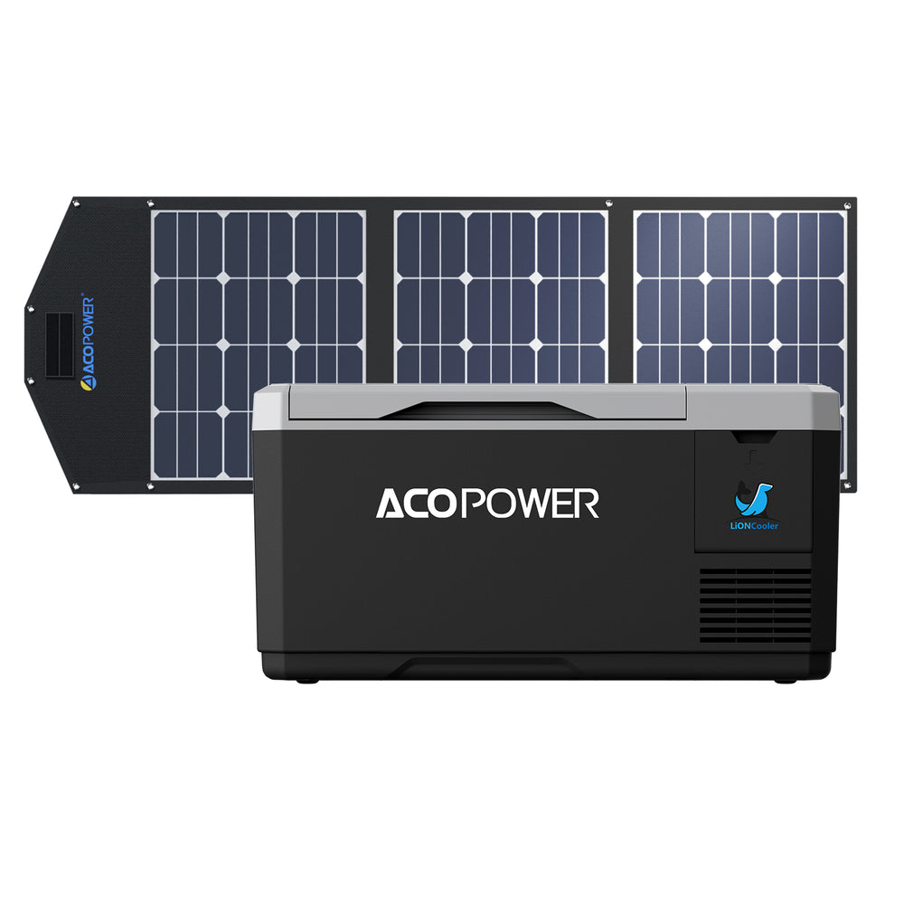 LiONCooler Mini Combo, VX18 solarbetriebener Auto-Kühlschrank mit Gefrierfach (19 Quarts) und 90-W-Solarpanel